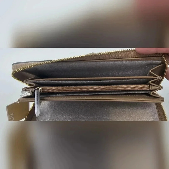 Michael Kors Jet Set Large Travel Continental Leather Wallet Wristlet Camel NWT - Picture 11 of 14